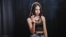 18 years old Tanya is smoking 120mm cigarette