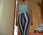 Fetisha, more striped leggins facesitting
