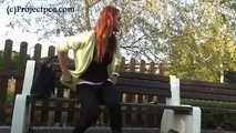 119021 Donna-Jo Takes A Sneaky Pee From The Park Bench