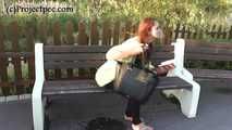 119021 Donna-Jo Takes A Sneaky Pee From The Park Bench