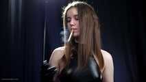 18 years old sexy girl, long gloves, 100mm cork cigarette