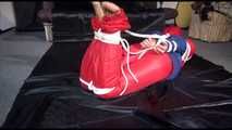 ***SANDRA*** tied and gagged with ropes on the floor wearing a supersexy oldschool down suit (Video)