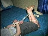 28 YEAR OLD HOUSEWIFE GETS MOUTH STUFFED, CLEAVE GAGGED & HOG-TIED ON THE BED (D48-6)