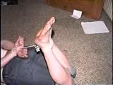 24 Yr OLD CRAFTER IS RING-GAGGED, BAREFOOT, HOG-TIED, WEARING JEANS, TOE-TIED, HANDGAGGED & DROOLS (D64-6)
