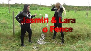 Jasmin & Lara tied to fence 2/2