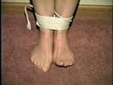 26 Yr OLD BARMAID IS WRISTS GAGGED, BAREFOOT, FEET TIED, HANDGAGGED, MOUTH STUFFED, & CLEAVE GAGGED (D52-15)