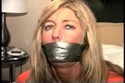 42 YEAR OLD LAWYER IS MOUTH STUFFED DUCT TAPE WRAP GAGGED, HOG-TIED, BAREFOOT, TOE-TIED ON THE BED (D69-1)
