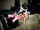 25 Yr OLD 2nd GRADE SCHOOL TEACHER GETS MOUTH STUFFED, CLEAVE GAGGED AND HOG-TIED ON THE BED  (D65-11)