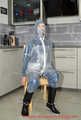 Miss J ziptied and gagged in two layers raingear