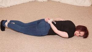 Betty v Katie in Jeans Hogtie face-off!