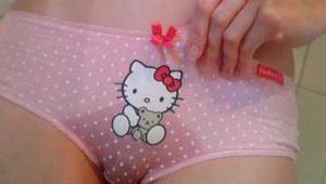 Peeing my pink Hello Kitty panties