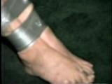43 YEAR OLD WAITRESS IS SOCK STUFFED, BALL-TIED, BAREFOOT, TOE-TIED, WRAP TAPE GAGGED & TAPE TIED (D59-13)