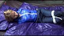 Get 3 Archive Video Clips with Samantha enjoying beeing bound in her shiny nylon rainwear in one package from 2012-2014