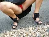 outdoor pantyhose & heels