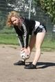 Leonie playing soccer outdoor wearing a sexy black shiny nylon shorts and a sexy black rain jacket (Pics)