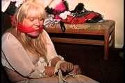 50 Yr OLD REAL ESTATE AGENT IS RING GAGGED, BALL-TIED, BODY, NECK, TIT & MOUTH TICKLED, HANDGAGGED, MOUTH STUFFED, CLEAVE GAGGED, BAREFOOT, TOE-TIED AND DUCT TAPE GAGGED  (D75-16)