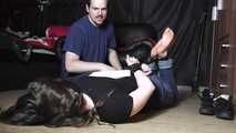 Michelle hogtied with tape and tickled