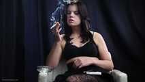 Beautiful faced 18 years old amateur girl smoking first time on camera