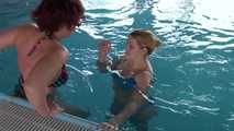 Lesbian Sex in public pool