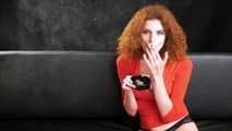 Naughty Yuliya is smoking a Marlboro Red with real pleasure