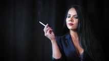 Alluring wonder woman Tanya enjoying a white 120mm cigarette