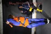RONJA being tied, gagged and hooded hanging with ropes and a ballgag from Stella both wearing sexy shiny nylon rainwear and Ronja a lifevest (Pics)