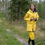 Miss Petra goes for a walk in friesennerz, yellow rain dungarees and rubber boots