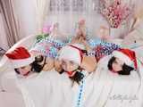 [From archive] Lucky, Nelly, Xenia - Santa’s little helpers hogtied and wrapped up on a bed (BTS)