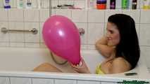 taking a bath with balloons [nails, scissors lighter]