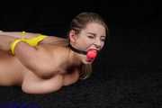 Naked hogtie with gag