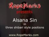 Alsana Sin in 3 shibari positions