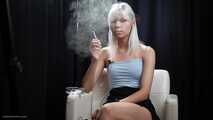 Ash hair color girl is smoking two cigarettes