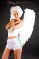 Angel wearing sexy shiny nylon shorts and a top (Pics)