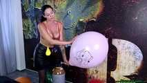 sexy balloon overinflation with the helium bottle