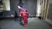 Ms Ungeniert tied gagged and played with in shiny nylon Rainwear part 1/2