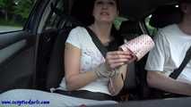 Nina gagged with medical strips in the car