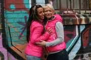 Cedi and Franzi - bright pink downjackets