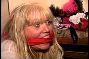 50 Yr OLD REAL ESTATE AGENT IS RING GAGGED, BALL-TIED, BODY, NECK, TIT & MOUTH TICKLED, HANDGAGGED, MOUTH STUFFED, CLEAVE GAGGED, BAREFOOT, TOE-TIED AND DUCT TAPE GAGGED  (D75-16)