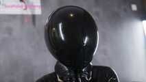 Xiaomeng in New Black Latex Suit and Pinhole Hood