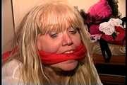 50 Yr OLD REAL ESTATE AGENT IS RING GAGGED, BALL-TIED, BODY, NECK, TIT & MOUTH TICKLED, HANDGAGGED, MOUTH STUFFED, CLEAVE GAGGED, BAREFOOT, TOE-TIED AND DUCT TAPE GAGGED  (D75-16)