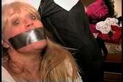 50 Yr OLD REAL ESTATE AGENT IS RING GAGGED, BALL-TIED, BODY, NECK, TIT & MOUTH TICKLED, HANDGAGGED, MOUTH STUFFED, CLEAVE GAGGED, BAREFOOT, TOE-TIED AND DUCT TAPE GAGGED  (D75-16)