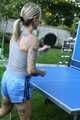 Get some pictures with Maly playing Table Tennis with her shiny nylon Shorts