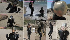 Xiaomeng Latex Breathplay at the Beach