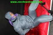 Sexy Pia being tied and gagged on a sofa wearing sexy shiny nylon downwear (Pics)