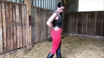 After the ride without saddle the slave licks the riding trousers cleanly