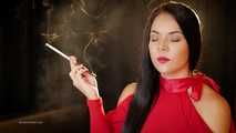 Seductive woman Tanya adores smoking a 120mm cigarette with a holder