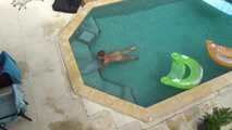 Nude diving in the pool