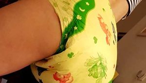 I’m playing on the sofa wearing the MyDiaper Yellow