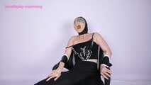 Xiaoyu Trying Swim Cap and Latex Hood Together