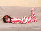 [From archive] Stella - wrapped in red and white duct tape 2
